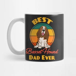 Best Basset Hound Dad Ever Fathers Day Dog puppy Lover Cute Sunser Retro Funny Mug